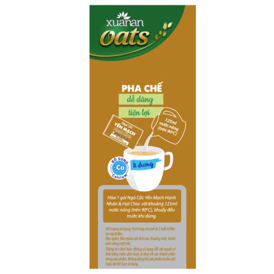 Combo 2 túi: N.Cốc Yến Mạch Hạnh Nhân Hạt Chia ít đường 400G + N.Cốc Gạo Lứt No Sugar[đường ăn kiêng]400G(Tặng Kèm 2 Túi Yến Mạch 150G)