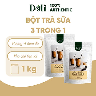 Combo 2 Túi Bột trà sữa truyền thống 3in1 Déli - 1kg pha chế trà sữa tiện lợi, nhanh chóng
