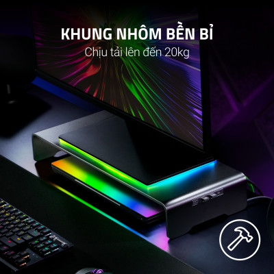 Kệ màn hình Razer Monitor Stand Chroma | Hub USB-C 4 cổng |  Nhôm Anodized Cao Cấp | LED RGB Chroma | Chịu Tải 20kg | Hàng Chính Hãng