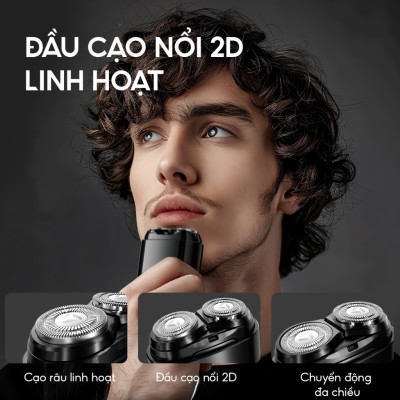 Máy cạo râu Enchen K8 - Đầu cạo 2D chống nước, 18 lưỡi dao tự mài - Hàng chính hãng