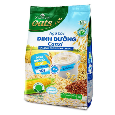 Combo 2 túi: Ngũ Cốc Yến Mạch Hạnh Nhân Hạt Chia 400G + Ngũ Cốc Dinh Dưỡng Canxi 400G [ít đường](Tặng Kèm 1 Túi Yến Mạch 150G)