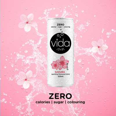 [Thùng 24 Lon] Nước Ngọt Có Ga Không Calo Vida, Hương Cam Chanh, Táo, Vải Muối, Nhập Khẩu Malaysia - 24 Lon x 325ml