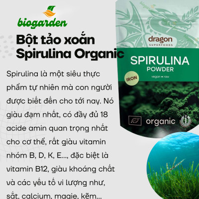 Bột tảo Spirulina và Chlorella hữu cơ 200g - Dragon Superfoods