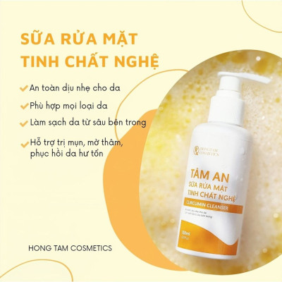 Sữa Rửa Mặt Tinh Chất Nghệ Tâm An 150ml [Chính Hãng] Kháng v.iêm, ngừa mụn, làm sạch sâu, không gây khô da, phù hợp mọi loại