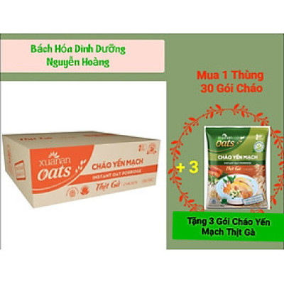 Thùng: 30 Gói Cháo Yến Mạch Thịt Gà 40g ( Tặng 3 gói cháo gà 40g)