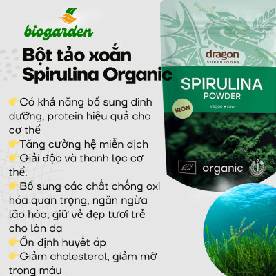 Bột tảo Spirulina và Chlorella hữu cơ 200g - Dragon Superfoods