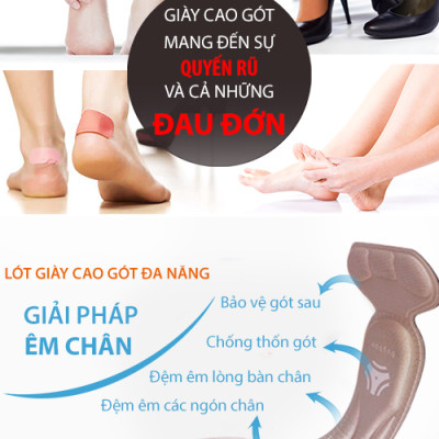 2 cặp lót giày cao gót mũi nhọn giảm size cho giày bị rộng, thoáng khí và êm chân- buybox - BBPK55