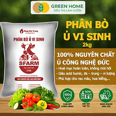 Phân Bò Ủ Vi Sinh GreenHome, Sfarm, Bao 5kg, Bổ Sung Dinh Dưỡng Đa, Trung, Vi Lượng Và Acid Humic