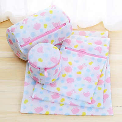 Set 5 túi lưới giặt đồ họa tiết  bảo vệ quần áo cao cấp nhiều cỡ, túi lưới máy giặt cho gia đình, túi đựng đồ đi du lịch tiện lợi