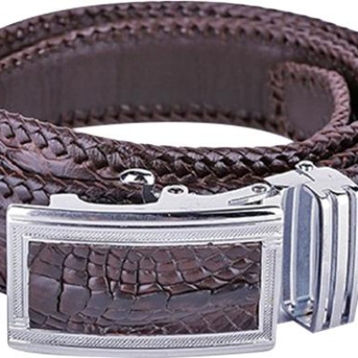 Thắt Lưng Nam Da Cá Sấu Đan Viền Huy Hoàng HT4217 (120 x 3.5 cm) - Nâu Đất