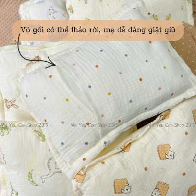 [6M+] Gối Xô Mềm, Êm, Thoáng Khí Cho Bé Từ 6 tháng trở lên - có thể tháo rời vỏ gối