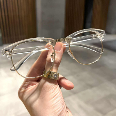 Kính Trong suốt dáng CLub nửa viền unisex cho nam nữ