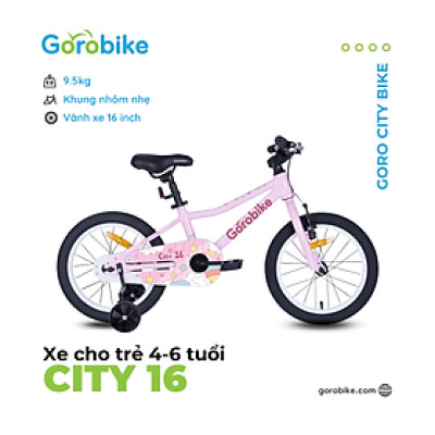 Xe Đạp Trẻ Em City 16 Gorobike - Bánh 16 inch (cho trẻ 4-6 Tuổi/ Cao 100-120Cm)