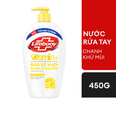 Nước rửa tay Lifebuoy Bảo vệ khỏi vi khuẩn 450gr - Chanh Khử Mùi
