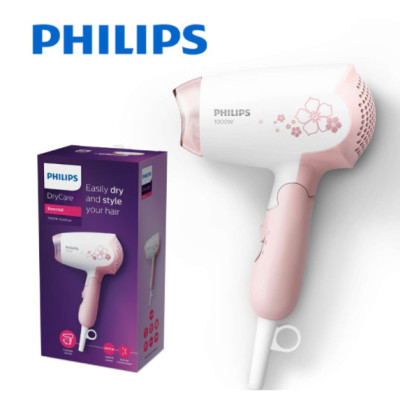 Máy sấy tóc mini gấp gọn Philips HP8108, công suất 1000W, an toàn bảo vệ tóc, bảo hành 2 năm|Hàng Chính Hãng