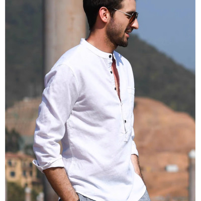 Áo sơ mi nam cổ tàu thiết kế  tày dài thích hợp mặc mùa nhè, mùa thu với chất liệu mềm mịn mướt