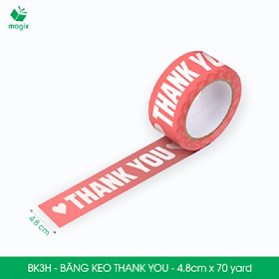 BK3H - 3 Cuộn băng keo in chữ THANK YOU 4.8cm x 70yard băng dính niêm phong hàng dễ vỡ