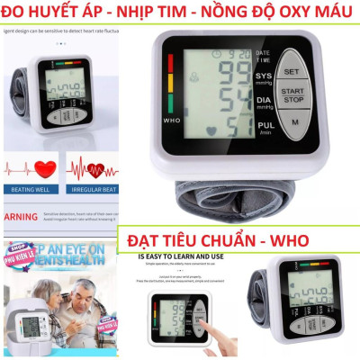Máy đo huyết áp nhịp tim cổ tay điện tử gia đình đạt Tiêu chuẩn WHO siêu chính xác