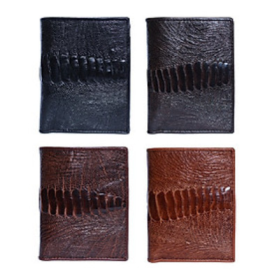 HJ2455-56-57-58 - Ví nam Huy Hoàng da đà điểu da chân 2 mặt da kiểu đứng màu đen, nâu đất, nâu đỏ, vàng bò