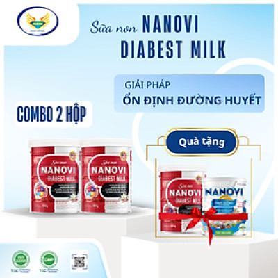 COMBO Mua 2 Tặng 1 Sữa non Nanovi Diabest 900g - Chuyên Biệt Dành Cho Người Tiểu Đường và tặng kèm 1 hộp Thực Dưỡng 900g