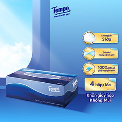 [COMBO 2 HỘP] Khăn giấy rút cao cấp Tempo - 4 lớp bền dai, an toàn cho da - Thương hiệu Đức