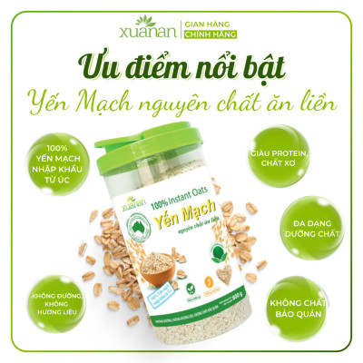 Yến Mạch Nguyên Chất Ăn Liền Xuân An [ko đường] Hộp 800G (Tặng Kèm 1 Túi Ngũ cốc Gạo Lức Huyết Rồng 200G)