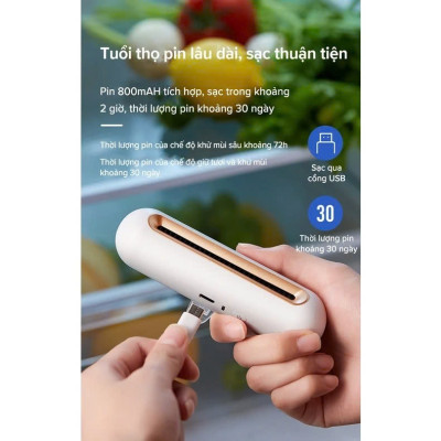 MáyKhử Mùi TủLạnh Mini Tích Hợp Oozone – Lọc Khônng Khíi & Diệt Khuẩn Hiệu Quả đèn trợ sáng