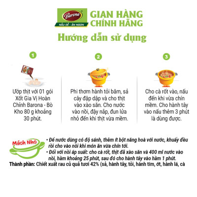 Combo 1 hộp (20 gói) xốt gia vị hoàn chỉnh Barona 80g 