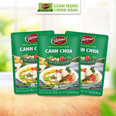 Combo 3 Gói Gia Vị Canh Chua Barona 80g chay mặn dùng được, tươi ngon chuẩn vị không cần nêm nếm