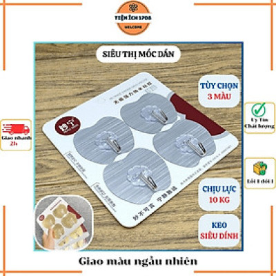 Set 4 móc dán tường NHÔM hình quả táo siêu dính, chịu lực tốt - giao màu ngẫu nhiên