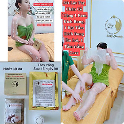 Thay da sinh học Cozy - Nước Lột Cozy 3D Cao Cấp - SET TAY + CHÂN + CỔ  [Gift] Bột Kích Bong Lần 2, Kem Kích Bong, 1 Tắm trắng Cozy