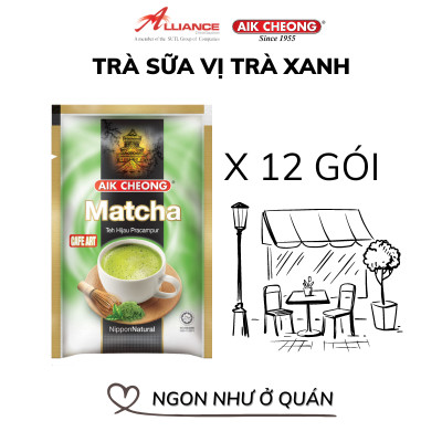 Trà Sữa Vị Trà Xanh Aik Cheong Matcha Café Art (12 Gói x 25g)