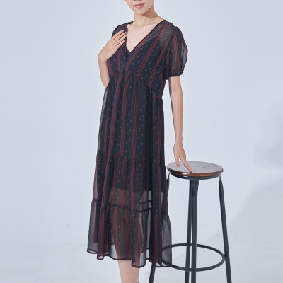 Đầm Voan Dài Họa Tiết Có Lót 2 Dây Maxivic, La Mộc - LM0122131