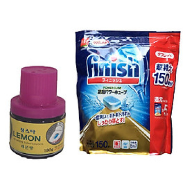 Combo chai khử khuẩn bồn cầu Family Hàn Quốc + Túi 150 viên rửa bát Finish Nhật Bản