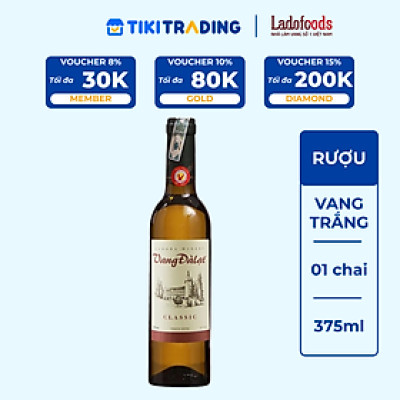 Rượu Vang Trắng Đà Lạt Classic White Wine 375ml 12% - Không kèm hộp