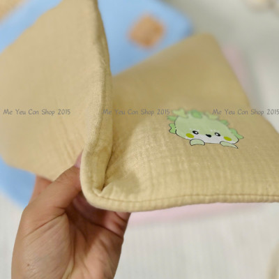 [Sơ Sinh] Gối Phẳng Xô Muslin Màu Mềm, Mỏng, Thoáng Khí Cho Bé - GỐI MỎNG PHÙ HỢP CHO BÉ MỚI SINH