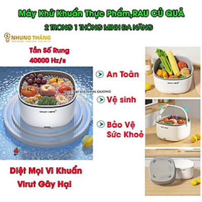 Máy Sục Siêu Âm SMART Rửa Thực Phẩm - Khử Khuẩn Rau Củ Quả , Loại Bỏ Vi Khuẩn, Chất Trừ Sâu 99%Thông Minh, ĐÈN TRANG TRÍ