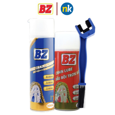Chai xịt vệ sinh sên BZ 600ml, rửa sên, bảo dưỡng sên 450ml, xích, sên trần, sên phốt cao su, bàn chải vệ sinh sên 3D