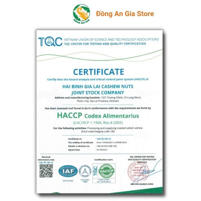 Hạt điều rang củi gói hút chân không Hải Bình 500g