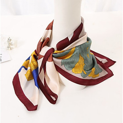 Khăn lụa cổ vuông- khăn turban họa tiết nhã nhặn, sang trọng KC01