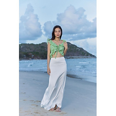 DOTTIE - Chân váy maxi vải satin - Trắng - S0168