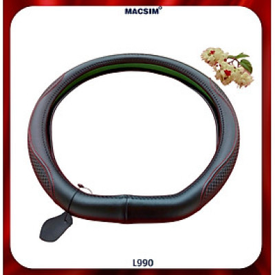 Bọc vô lăng cao cấp Macsim mã Dcut mã L990 màu đen chỉ đỏ