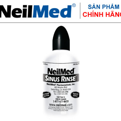 Combo Adult SinusCare : Bình Rửa Vệ Sinh Mũi Xoang Người Lớn NeilMed Sinus Rinse - SX Mỹ, Giải Pháp Tối Ưu hỗ trợ điều trị Viêm Xoang Cấp & Mãn. (Bình 10 gói và Hộp 120 gói muối rửa bổ sung)