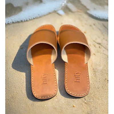 Dép Lê Quai Ngang Da Bò FTW001BROWN thời trang thiết kế Hity