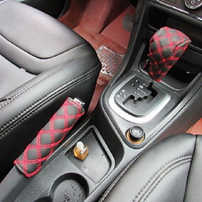 Combo Bộ Da Bọc Phanh Tay, Bọc Cần Số ô tô xe hơi phù hợp cho mọi loại xe