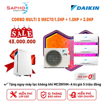 Hệ Thống Máy Lạnh Multi S Daikin Combo MKC70SVMV/CTKC25RVMV+CTKC25RVMV+CTKC50RVMV Inverter Gas R32 Treo Tường 1 Chiều Lạnh Hàng Chính Hãng - Chỉ giao tại HCM