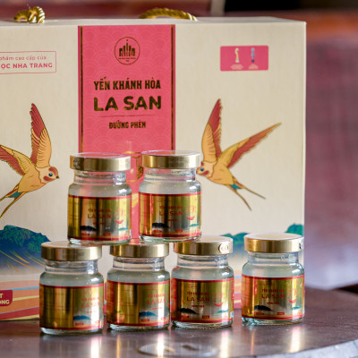 [ 35% YẾN TƯƠI ][ NHẬN GHI THIỆP MỪNG] Hộp quà 6 hũ Yến Khánh Hòa La San Đường Phèn