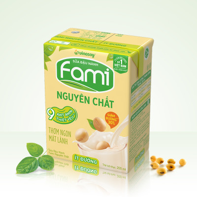 Thùng Sữa đậu nành Vinasoy Fami Nguyên Chất ít đường (200ml x 36 Hộp)