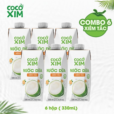COMBO 6 HỘP Nước dừa đóng hộp Cocoxim Tắc 330ml/hộp