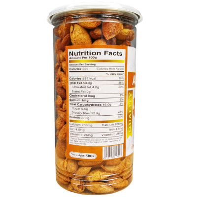 Hạnh Nhân Rang Bơ Nhập Khẩu Cao Cấp Thương Hiệu SK FOOD - Hũ 450G